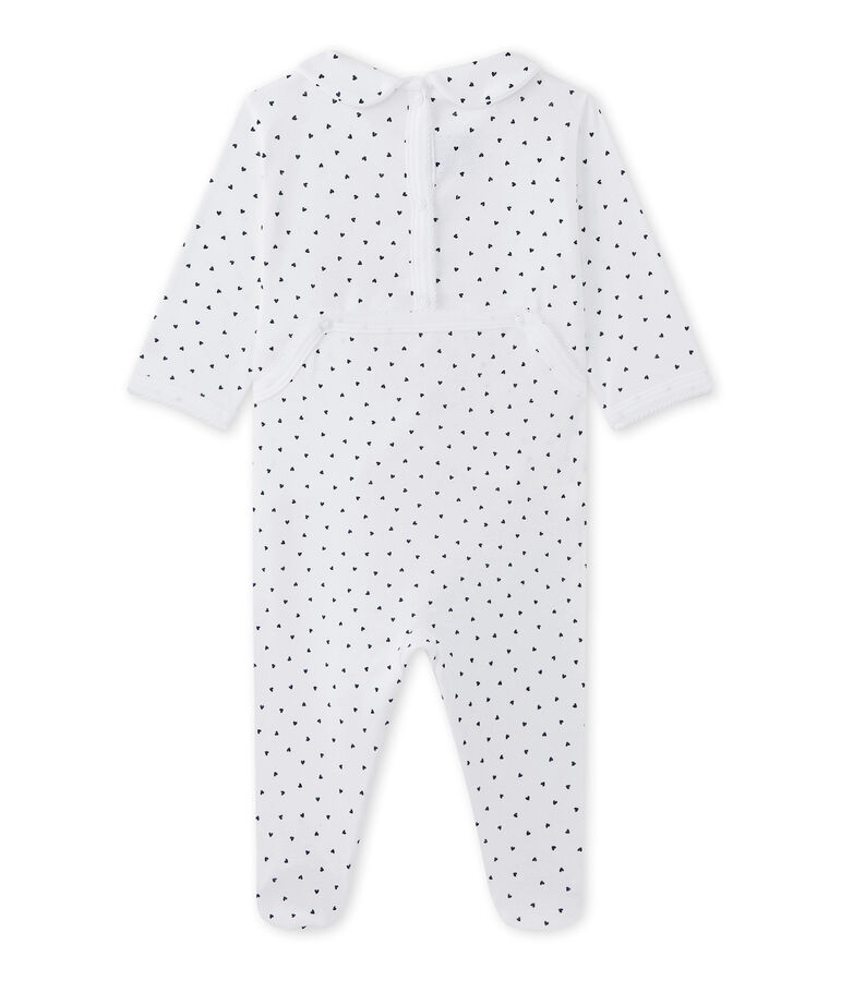 Baby-M&auml;dchen-Strampler mit Herzchen-Print weiss/blau
