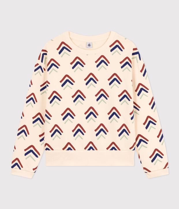 Damen-Sweatshirt aus Molton naturfarben/vielfarbig