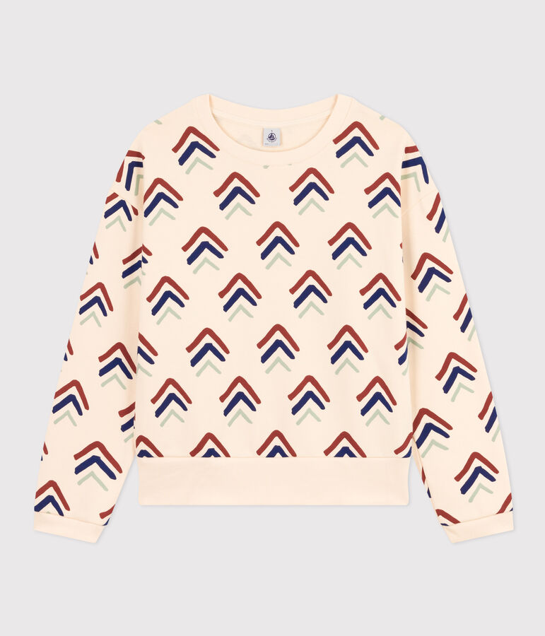 Damen-Sweatshirt aus Molton naturfarben/vielfarbig