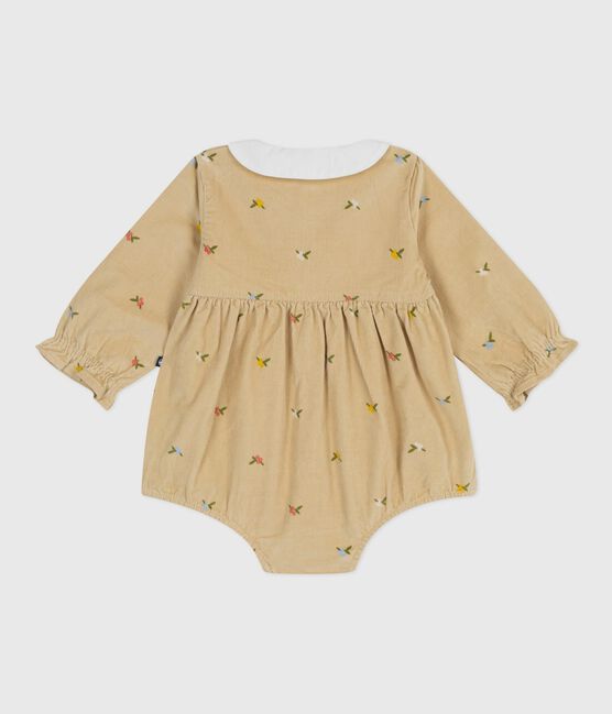 Baby-Kurzoverall aus Fein-Cord mit Blumenmuster beige CAJOU/ MULTICO