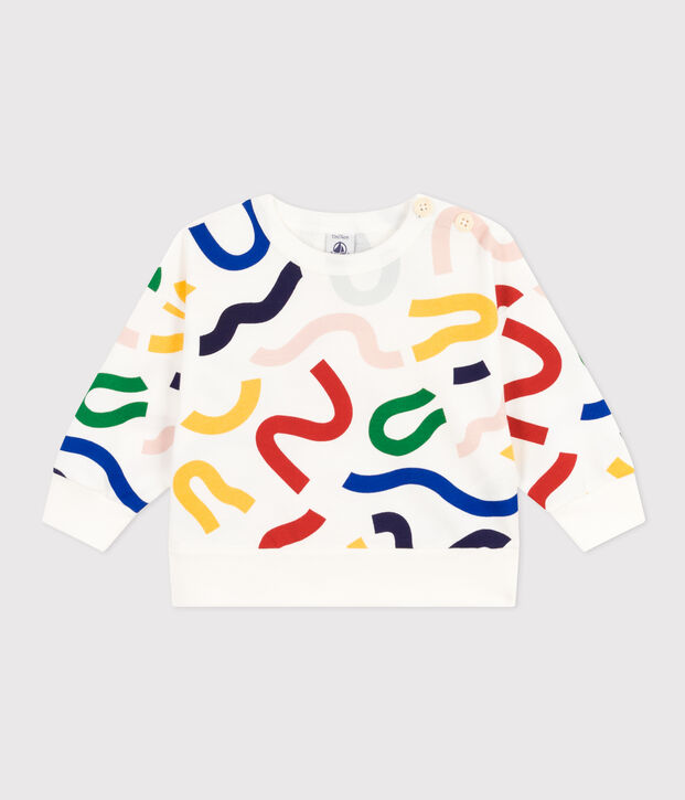 Baby-Sweatshirt aus leichtem Molton weiss/vielfarbig