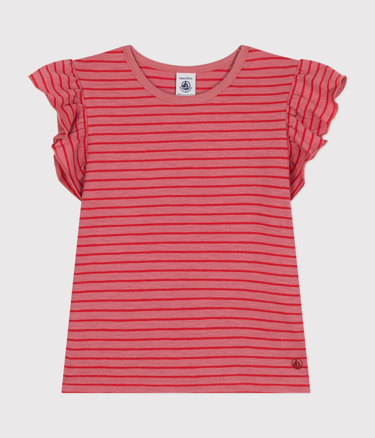 Kurz&auml;rmeliges Kinder-T-Shirt aus Jersey f&uuml;r M&auml;dchen rosa/rot