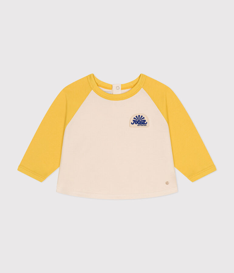 Baby-Sweatshirt aus leichtem Molton naturfarben/gelb