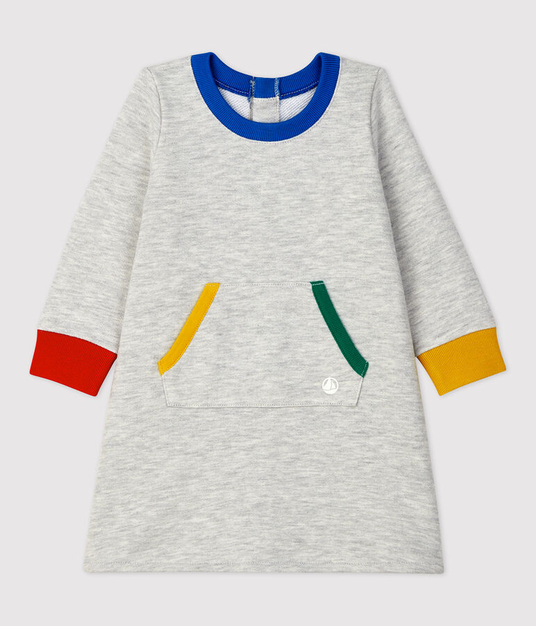 Baby-Kleid aus Molton f&uuml;r M&auml;dchen grau