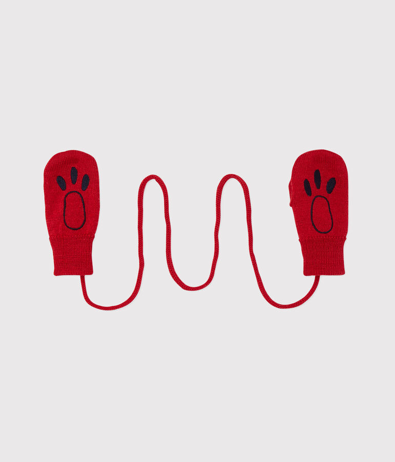 Baby-M&auml;dchen-F&auml;ustlinge aus Jersey mit Wollanteil rot FROUFROU