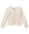 Gestreifter Mädchen-Cardigan weiss MARSHMALLOW/braun EM DORE