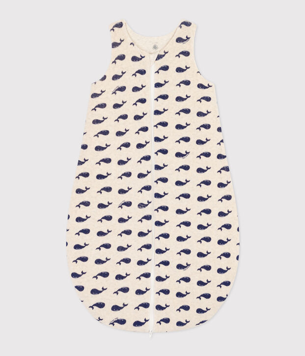 Baby-Schlafsack aus Nicki mit Walen TOG 3 beige/blau