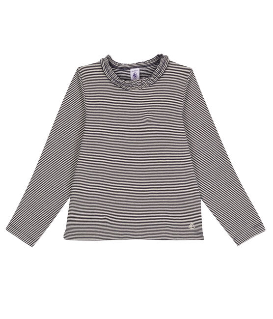 Mädchen Langarmshirt mit Milleraies Ringelstreifen blau SMOKING/weiss MARSHMALLOW