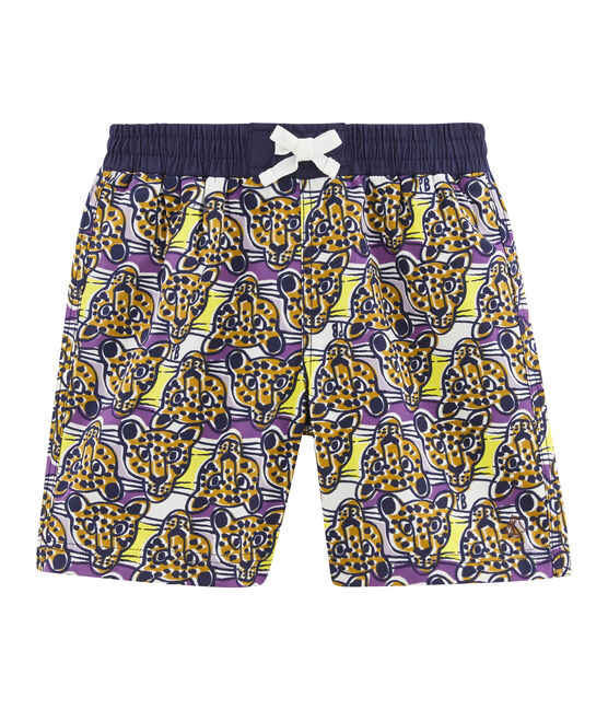 Bedruckte Strandshorts Kinder Jungen weiss MARSHMALLOW/weiss MULTICO