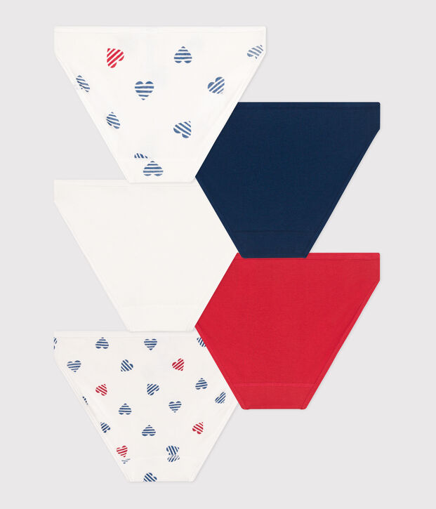 5er-Set Damen-Slips aus Baumwolle mit Herzmotiv vielfarbig