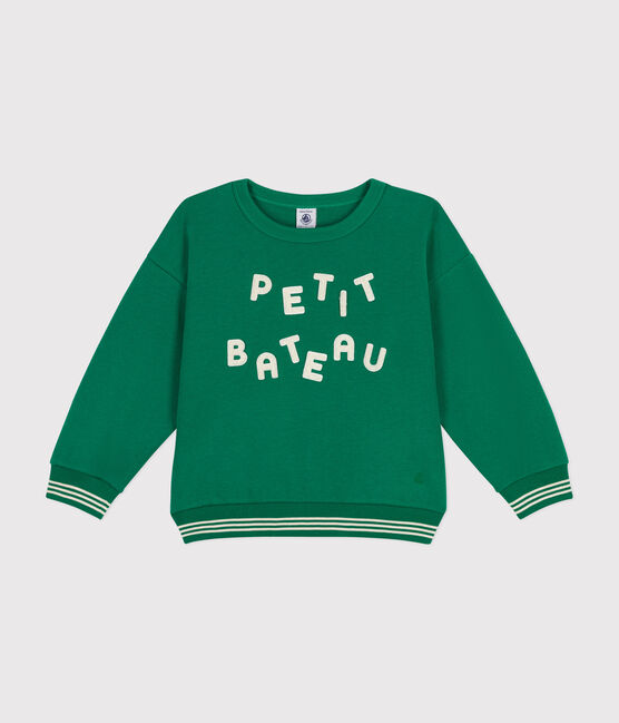 Kinder-Sweatshirt aus Molton für Mädchen und Jungen grün JARDIN