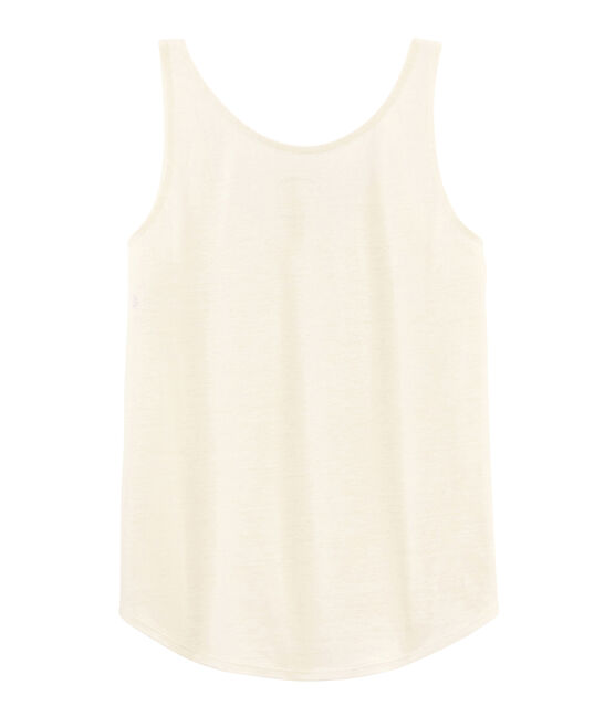 Leinen-Tanktop für Damen weiss MARSHMALLOW