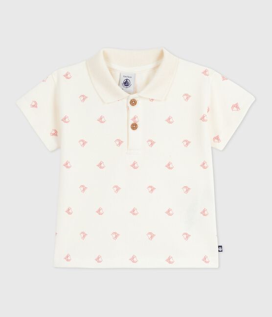 Kurzärmeliges Baby-Poloshirt aus Baumwolle mit Vintage-Schiffmotiv rot MILK/ POMPEI
