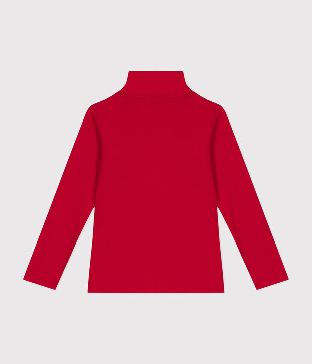 Kinder-Rollkragenshirt aus Baumwolle f&uuml;r M&auml;dchen und Jungen rot