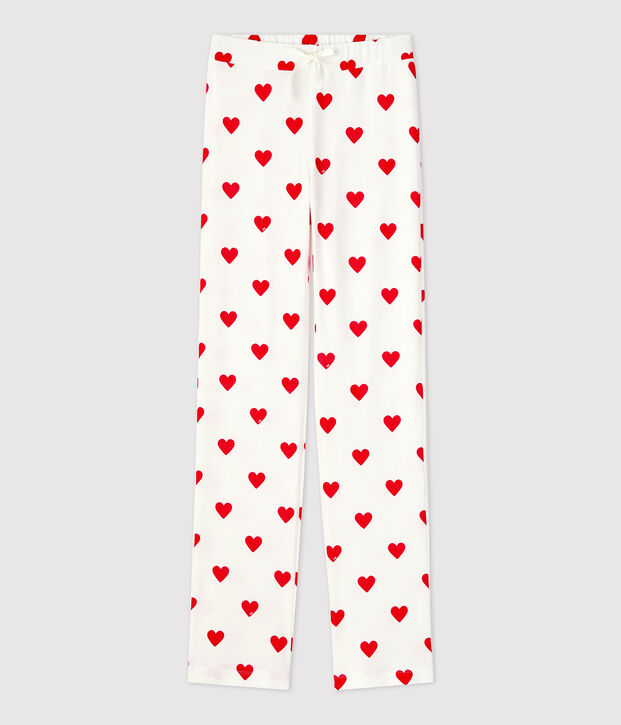 Damenhose aus BIO-Baumwolle weiss/rot