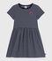 Kurzärmeliges Kinder-Kleid aus Baumwolle mit Streifen blau SMOKING/weiss MARSHMALLOW