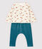 Dreiteiliges Baby-Set aus Nicki und Rippstrick beige MONTELIMAR/weiss MULTICO