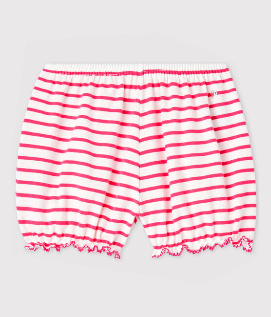 Slip mit Ringelstreifen für Mädchen weiss MARSHMALLOW/rosa GEISHA