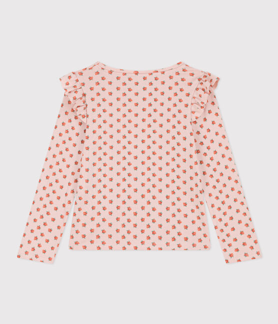 Langärmeliges T-Shirt aus Baumwolle für Kinder/Mädchen rosa SALINE/weiss MULTICO