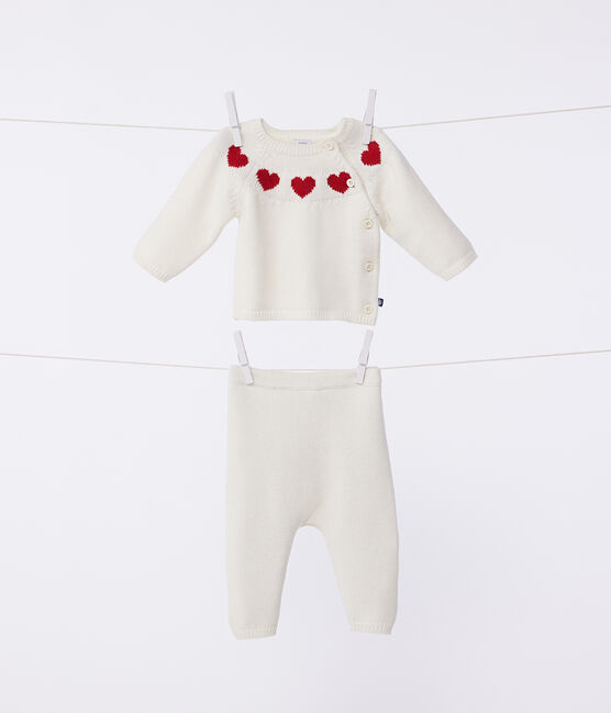 2-teiliges Baby-Strickset rot MARSHMALLOW/weiss CORRIDA