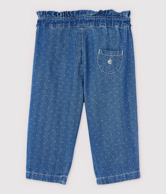 Baby-Hose aus hellem Denim mit Polka-Dot-Muster Mädchen blau DENIM CLAIR