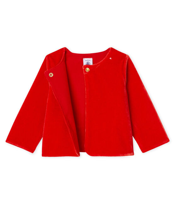 Baby-Samtstrick-Cardigan für Mädchen rot TERKUIT