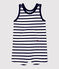 Kurzer Baby-Overall aus dickem Bio-Jersey weiss MARSHMALLOW/blau SMOKING
