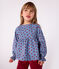 Langärmeliges Kinder-Bluse aus gemustertem Fein-Cord. blau ADRIATIC/ MULTICO
