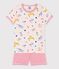 Kinder-Kurzpyjama aus Baumwolle für Mädchen rosa FLEUR/weiss MULTICO