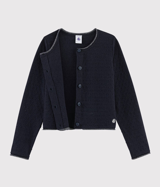 Kinder-Cardigan aus Wolle und Baumwolle für Mädchen blau SMOKING