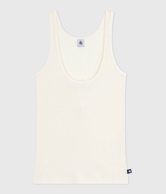 Damen-Tanktop aus Wolle und leichter Baumwolle naturfarben MILK