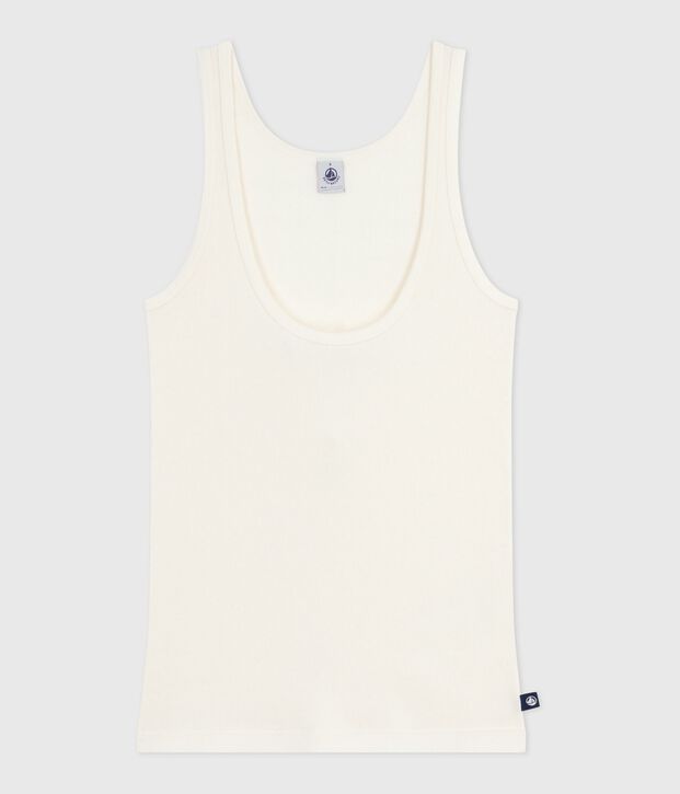 Damen-Tanktop aus Wolle und leichter Baumwolle MILK