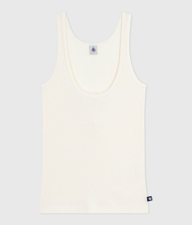 Damen-Tanktop aus Wolle und leichter Baumwolle naturfarben