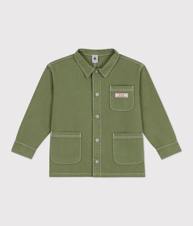 Kinder-Jacke aus einfarbiger Baumwolle OLIVINE