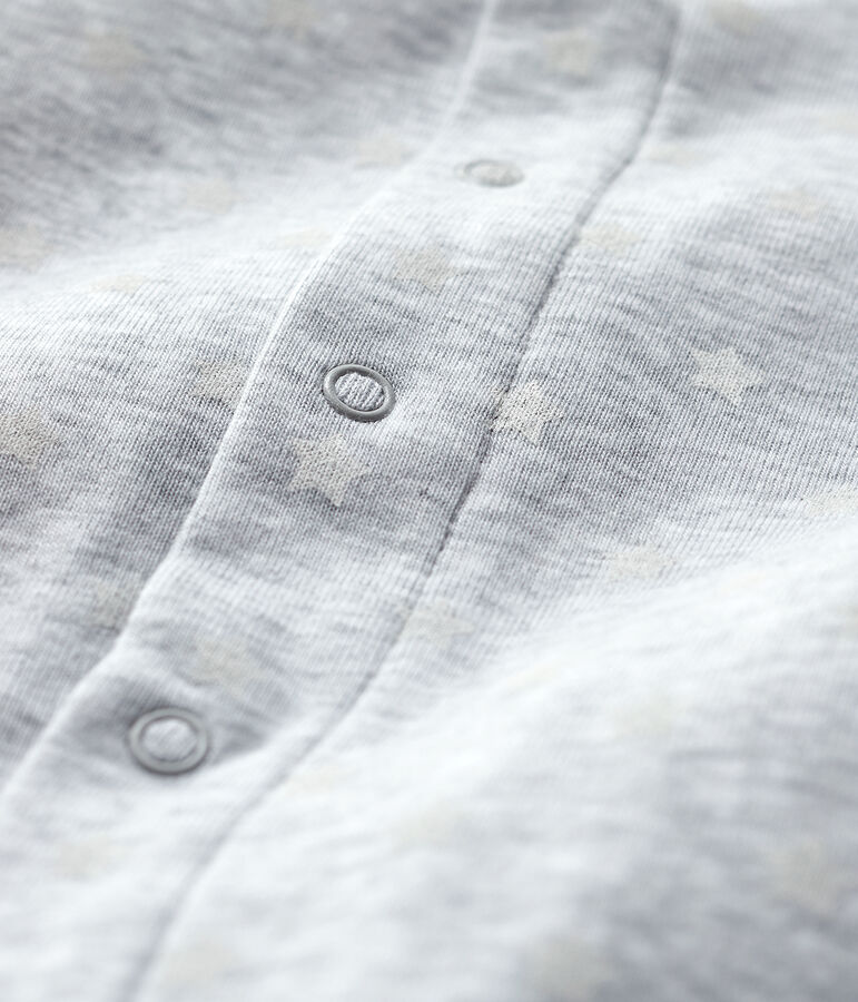 Fu&szlig;loser Baby-Bodyjama aus Bio-Baumwolle grau/weiss