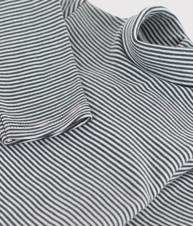 Lang&auml;rmeliger gestreifter Baby-Body aus Baumwolle mit Rollkragen grau/weiss