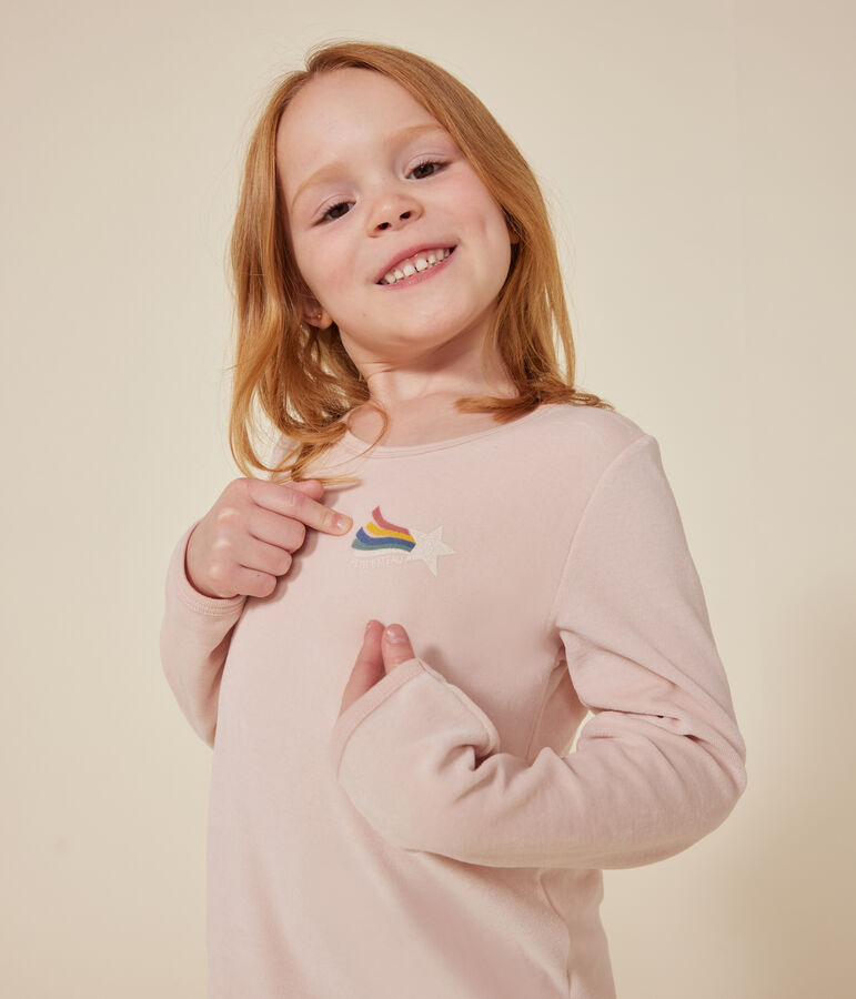 Kinder-Nachthemd aus Nicki. rosa/vielfarbig