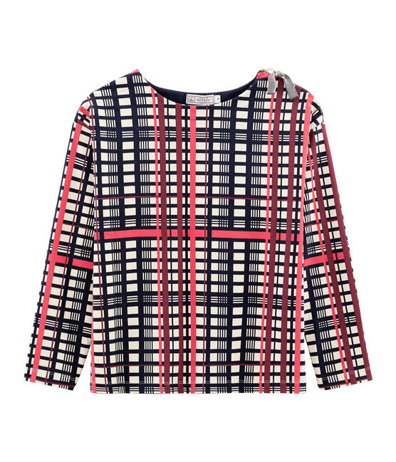 Kariertes Shirt für Damen beige COQUILLE/weiss MULTICO