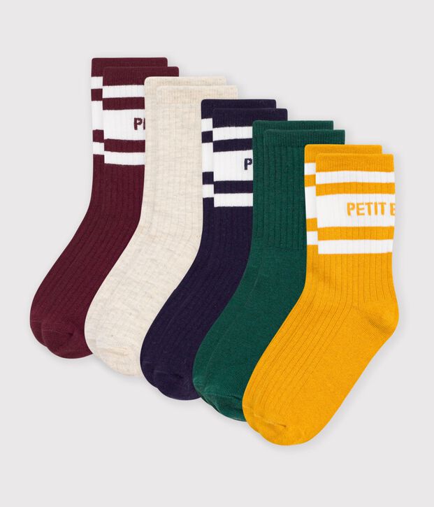 5er-Set Kinder-Socken aus einfarbiger Baumwolle vielfarbig