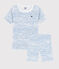 Snugfit-Kurzpyjama aus Baumwolle mit Wellenmotiv f&uuml;r Jungen weiss MARSHMALLOW/blau COOL