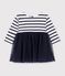 Lang&auml;rmliges Baby-Kleid aus zwei Stoffen mit Streifen weiss/vielfarbig