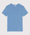 Damen-T-Shirt L’ICONIQUE aus einfarbiger Baumwolle mit Pikotkante blau ALASKA