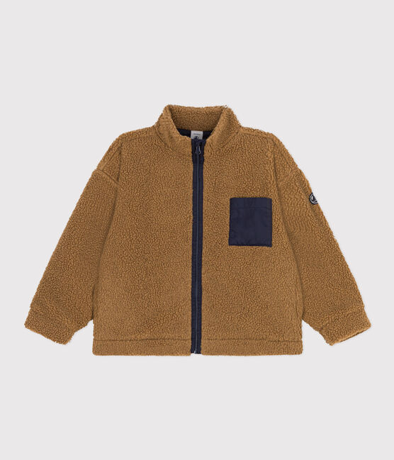 Jacke aus recyceltem Sherpa für Kinder Mädchen/Jungen braun BRINDILLE