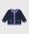 Baby-Cardigan aus Woll- und Baumwollstrick mit Herz-Jacquardmuster blau/vielfarbig