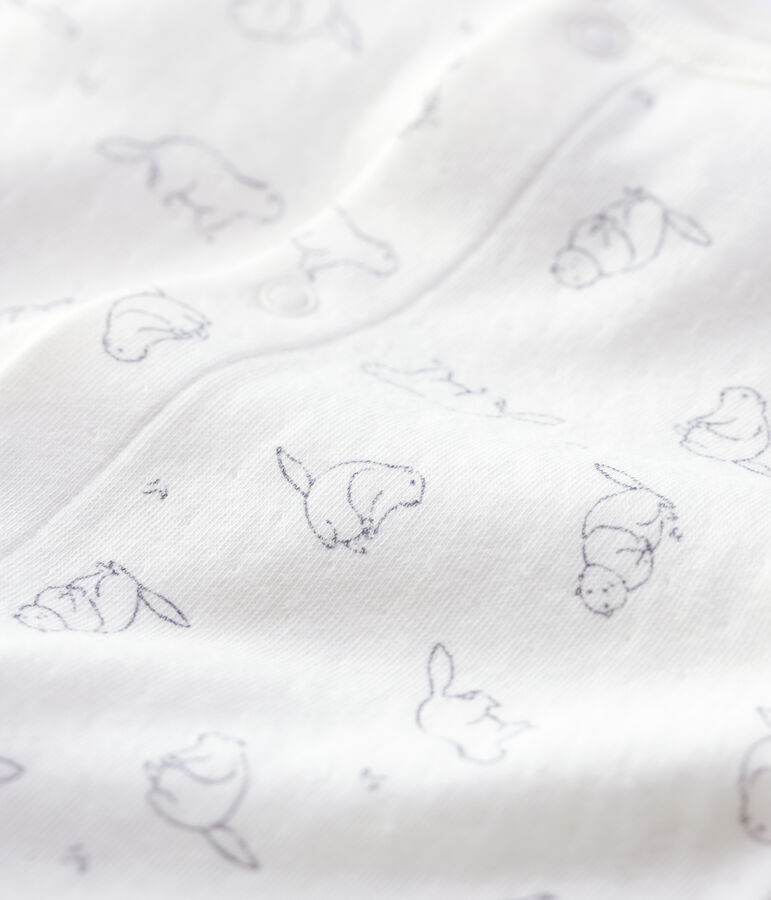 Langer Baby-Overall aus Bio-Baumwolle mit Murmeltier-Muster weiss/grau