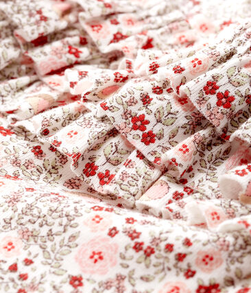 Gemusterte Baby-Legging mit Volants für Mädchen MARSHMALLOW/MULTICO