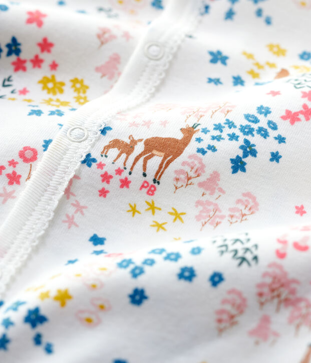 Baby-Strampler aus Bio-Baumwolle mit Blumenmuster weiss/vielfarbig