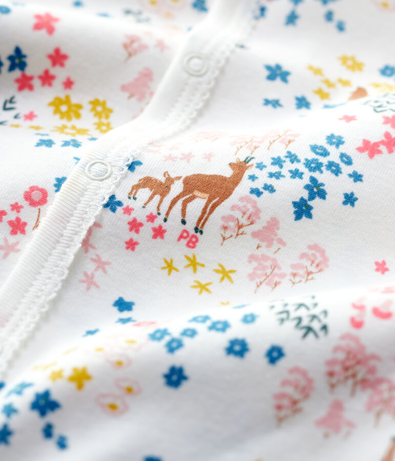 Baby-Strampler aus Bio-Baumwolle mit Blumenmuster weiss MARSHMALLOW/weiss MULTICO