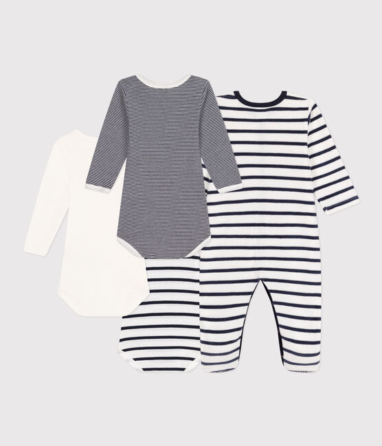 Set bestehend aus 1 Baby-Pyjama und 3 gestreiften Bodys variante 1