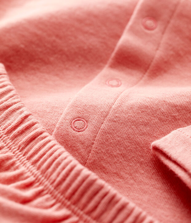 Einfarbiges Zweiteiliges Baby-Set aus Bio-Doppeljersey rosa